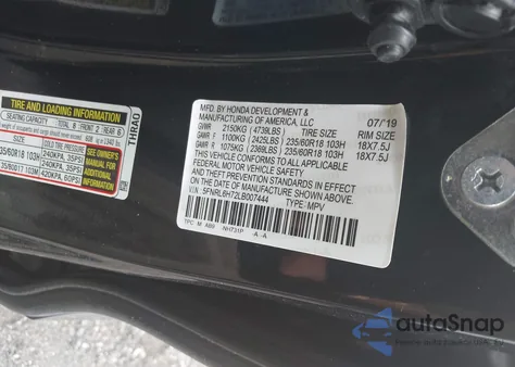 2020 Honda Odyssey Ex-L/Ex-L W/Navi Res z USA, uszkodzony, nr VIN 5FNRL6H72LB007444